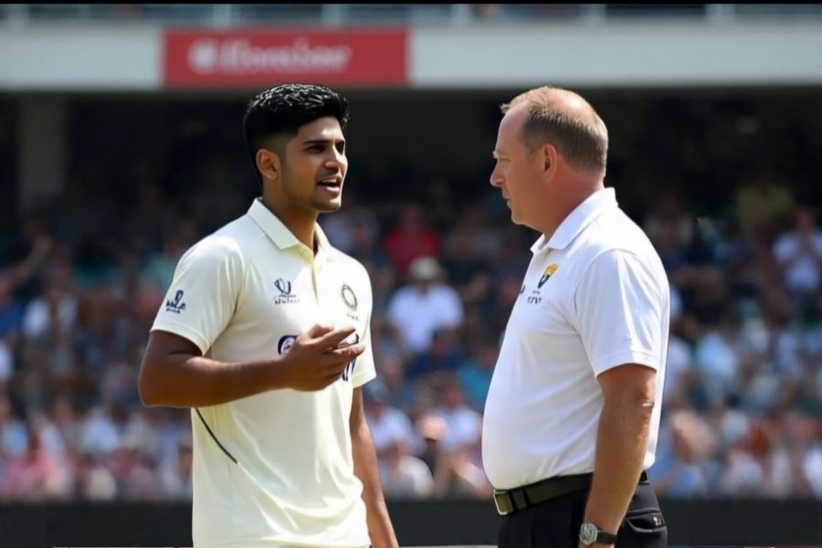 India players argue with
umpires over Dukes ball change during
3rd Test vs England