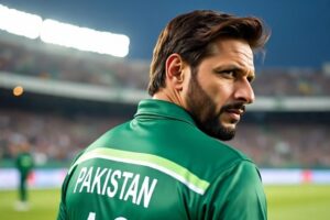 Shahid Afridi looks visibly upset during the WCL 2025 final at Edgbaston, where Pakistan Champions lost their unbeaten run after a nine‑wicket defeat to South Africa Champions.